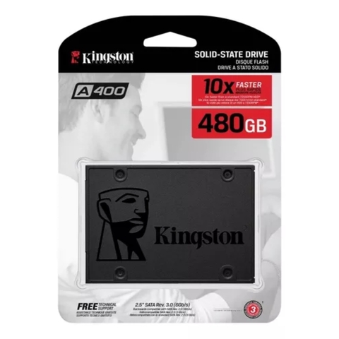 Ssd Kingston 480GB Sata III A400 SA400S37/480G Preto