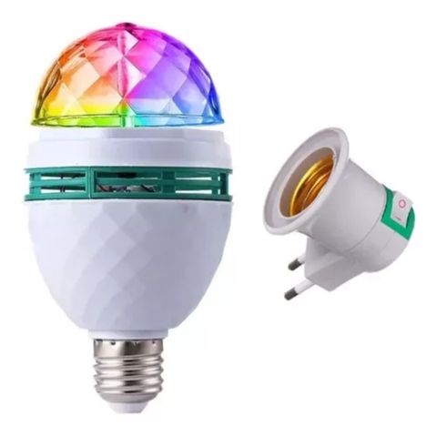 Lâmpada Led Colorido Rotativa Giratória Bola Maluca P Festa