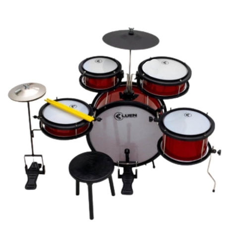Bateria Infantil Kids Luen Pop Max Vermelha+ Baqueta + Banco