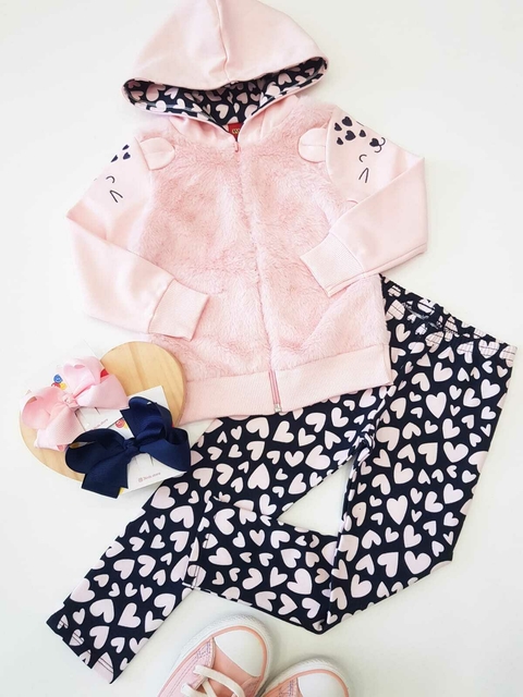 Conjunto Infantil Jaqueta E Calça Em Moletom Gatinho Kyly 1000051