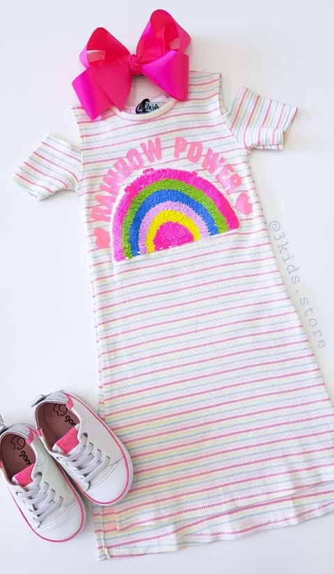 Vestido Infantil Arco-Íris Paetês Kukiê 47334