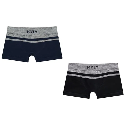 Kit 2 Cuecas Boxer Infantiil Preta/Marinho Kyly 703084