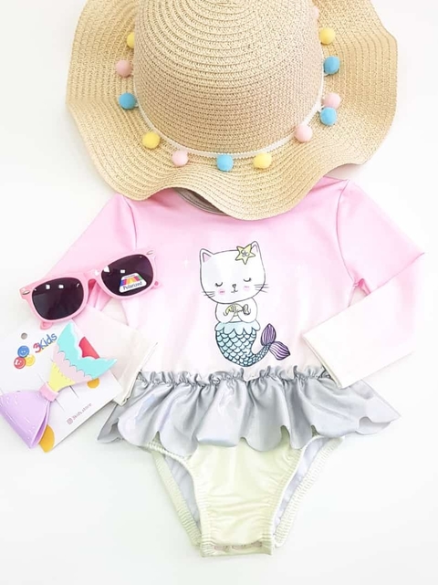 Maiô Bebê Sereia Holográfico Kukiê Rosa 48269-R