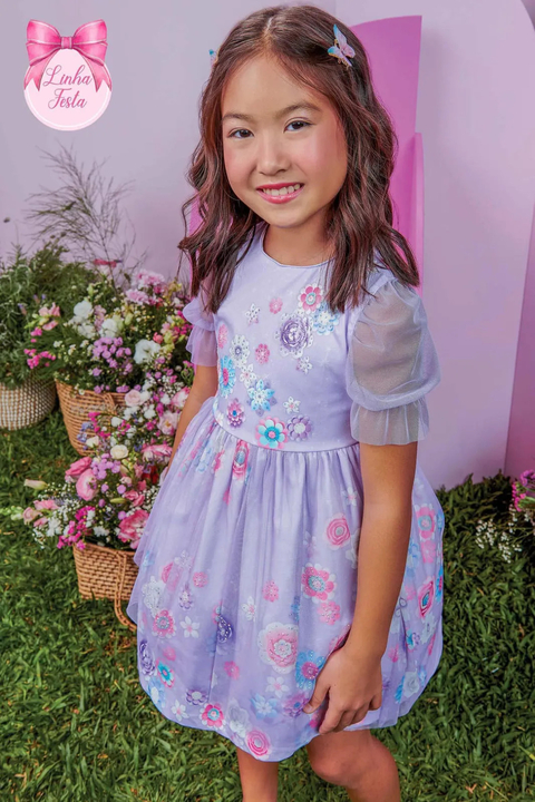 Vestido Infantil Floral Lilás Infanti 67843