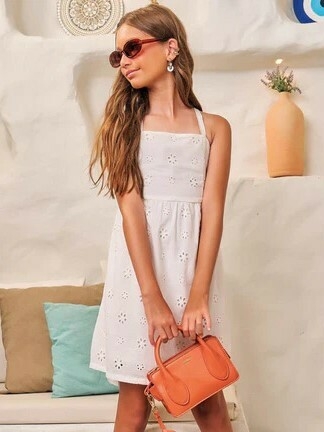 Vestido Teen Alça Laise Off White Lilimoon 76889