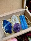 kit 4 cristais para intuição e meditação + bau