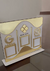 Placa de Mesa e Balcão para QR Code Google, Pix e Instagram no MDF Branco e Acrílico Dourado Espelhado - comprar online