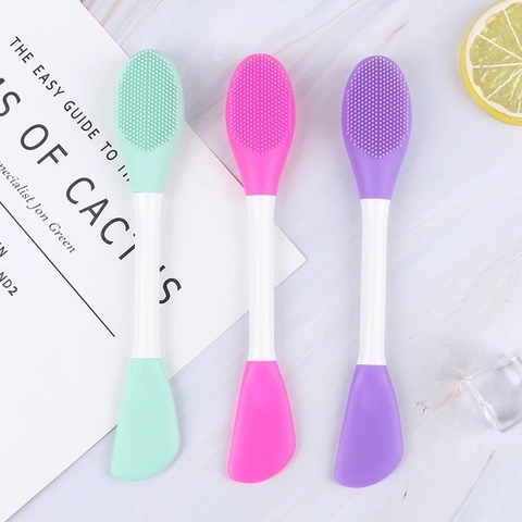 Cepillo Espátula Silicona p/ Higene Facial - Doble Punta