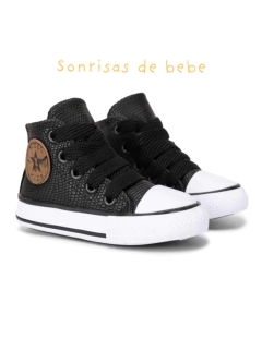 BOTA STARS NEGRO PIEL DE IGUANA