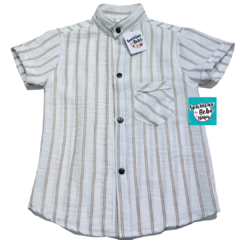 CAMISA MAO RAYADA BEIGE - Sonrisas de Bebé
