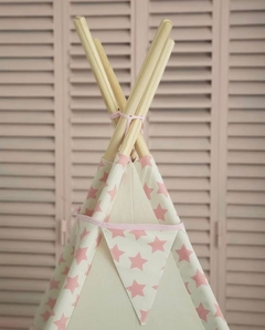 TIPI BEIGE CON ESTRELLAS ROSAS - ACOLCHONADA - comprar online