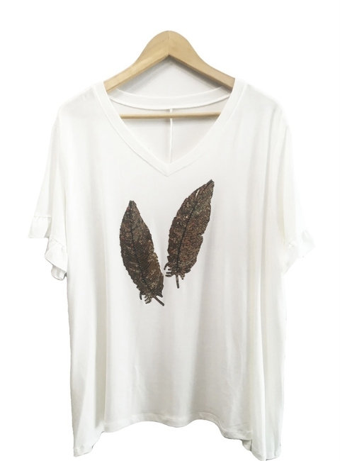 Remeron de viscosa con plumas de lentejuelas