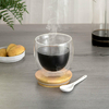 VASO CAFE doble vidrio con tapa bambú Jarros Vidrio. 250ml, Logo impreso, Cada Uno, Mínimo de compra x 50 unidades, PAPA
