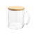 Taza VIDRIO CON TAPA BAMBU, Importada C/logo 350ml, LP Cada Uno, Mínimo de Compra x 100 unidades - comprar online