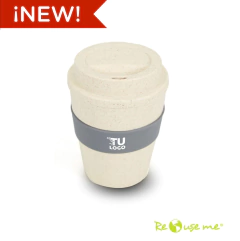 355cm3 Vaso con Tapa ecológico fibra y trigo, CADA UNO - SIN IMPRESION