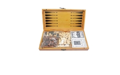 Multi juegos con Estuche madera, con logo, compra mínima 30 unidades