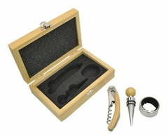 Set De Vino bambu, 4acc estuche Tapon anti goteo Y Destapador, premiun, padres, CADA UNO - OPCION GRABADO en internet