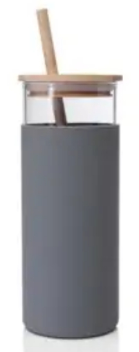 Vaso bambu vidrio con sorbete 450cm3, Cada Uno, Jarros, OPCION GRABADO - comprar online