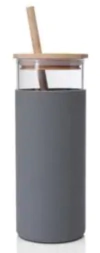 Vaso bambu vidrio con sorbete 450cm3, con logo GRABADO, Cada Uno, Jarros, Madre, Mínimo de compra x 70 unidades - comprar online