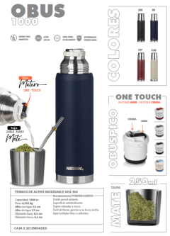 Termo waterdog acero 1 litro color INAL, Cada uno, minimo de compra 100 Unidades, PAPA