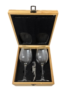 Set 2 Copas de Vino, vidrio estuche bambu y destapador, CADA UNO, PADRES - GRABADAS en internet