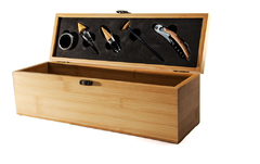 Set de vino Art 609, Porta botella madera Bamboo 7 Accesorios, Cada Uno,