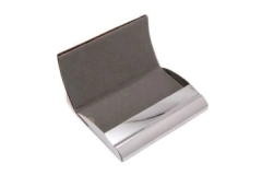 Tarjetero de cuero y metal, porta tarjetas, Cada Uno, minimo de compra 30 unidades - comprar online