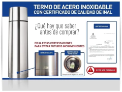 Termo acero 500ML INAL, Cada uno, Impreso, minimo de compra 50 unidades