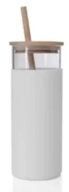 Vaso bambu vidrio con sorbete 450cm3, con logo GRABADO, Cada Uno, Jarros, Madre, Mínimo de compra x 70 unidades en internet