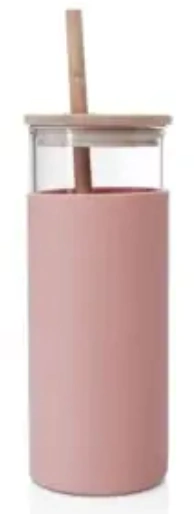 Vaso bambu vidrio con sorbete 450cm3, con logo GRABADO, Cada Uno, Jarros, Madre, Mínimo de compra x 70 unidades - ADN Merchandising