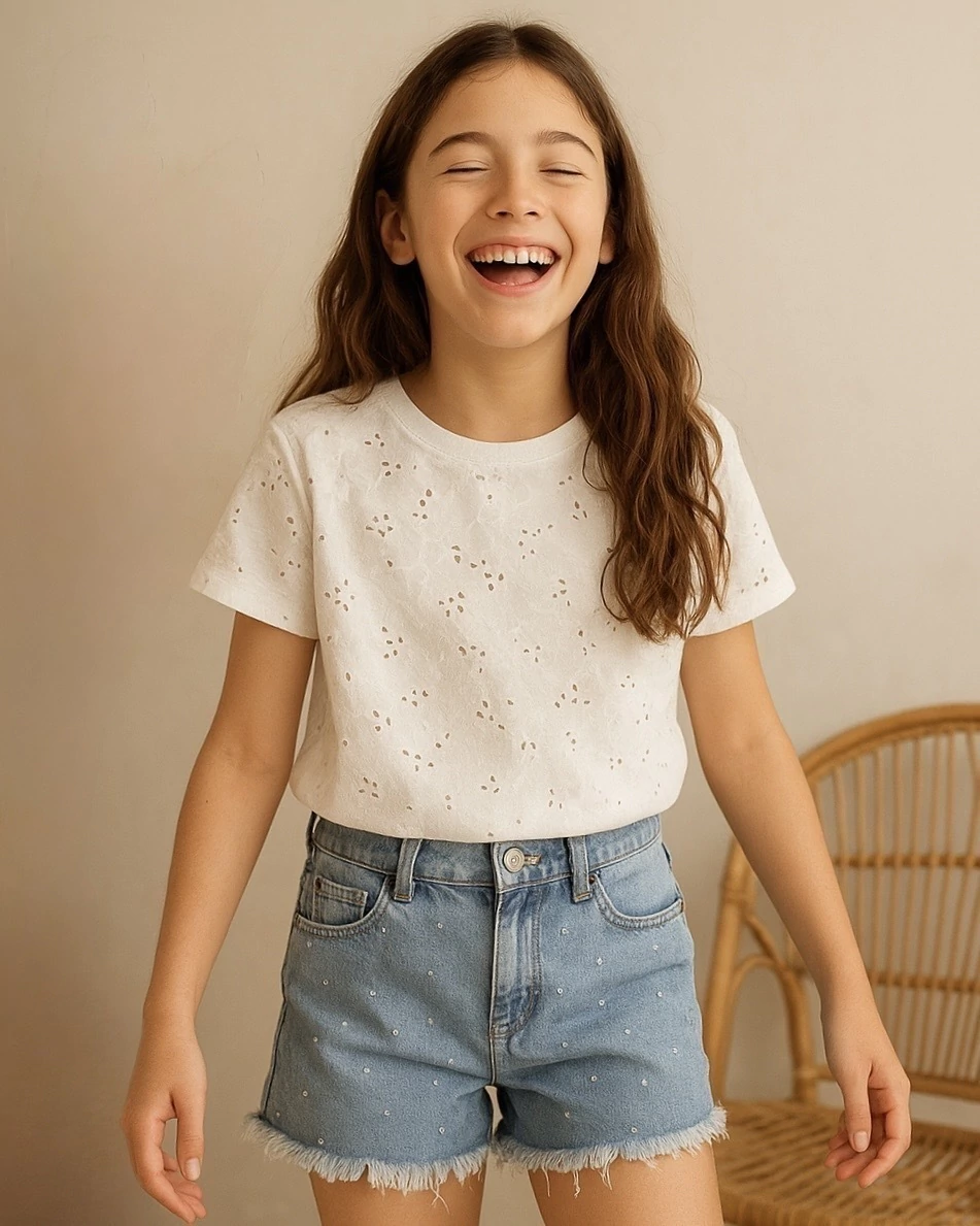 Remera Broderie blanca