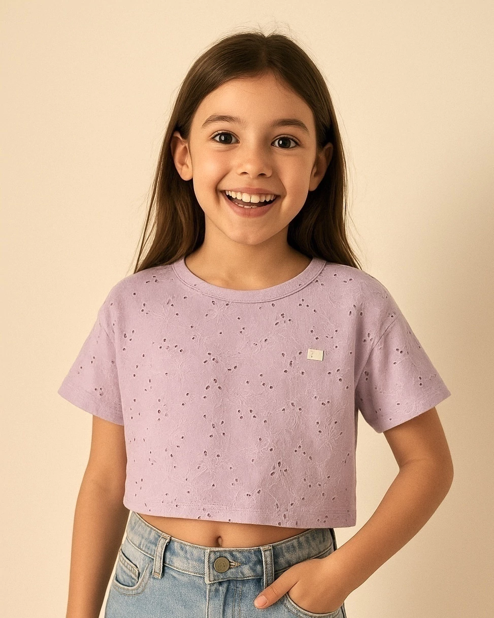 Remera Broderie violeta