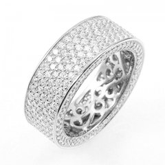 Anillo cinta de plata con baño de oro rosadoy cubic