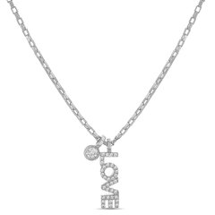 Cadena con dije LOVE de plata y cubics