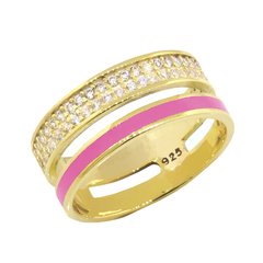 Anillo esmaltado de plata con baño de oro y cubics - comprar online