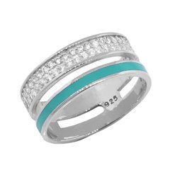 Anillo de plata esmaltado y linea de cubics