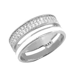 Anillo de plata esmaltado y linea de cubics - comprar online
