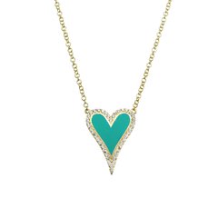 Cadena con dije corazón esmaltado de plata con baño de oro y cubics