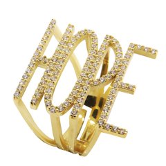 Anillo HOPE de plata con baño de oro y cubics