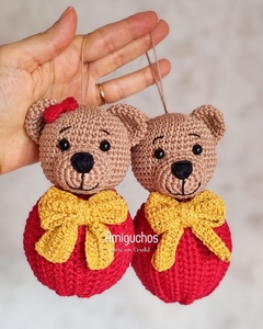 Kit Natalino - Bolas de Natal com Ursinhos Amigurumi