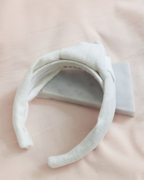 Vincha Baku knot lino blanco roto