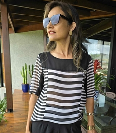 BS-0666- Blusa listras P&B - comprar online