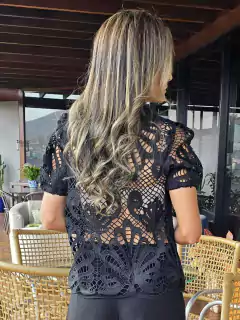 BS-0742A- blusa renda rustica preta - comprar online