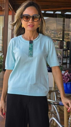 BS-0778L- Blusa Lavínia tricot modal com mangas, verde menta - comprar online
