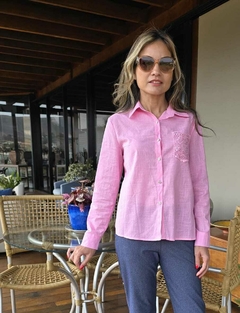 BS-0734A- Camisa charmosa rosa bolso de renda
