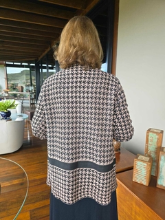 CS-0246- cardigan tricot pied de poule bege/preto - Kelch