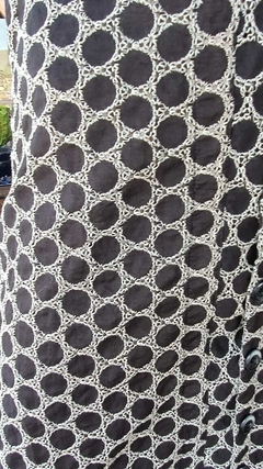 VE-0608- Vestido laise longo preto e branco - loja online