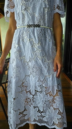 VE-0781 - Vestido renda fls grandes forro prateado - Kelch