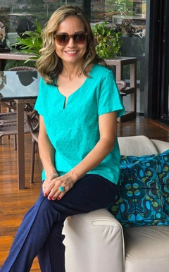 BS-0818- Blusa laise verde agua escuro - Kelch