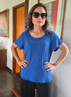 BS-0825 - Blusa malha canelada azul bic - loja online
